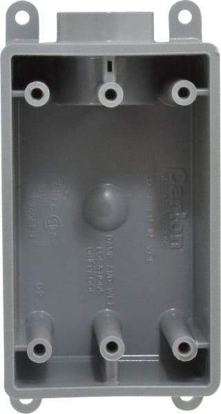 Thomas & Betts - 1 Gang, (1) 3/4" Knockout, PVC Rectangle Junction Box - 144.78mm Overall Height x 71.1mm Overall Width x 61.5mm Overall Depth, Weather Resistant - Industrial Tool & Supply