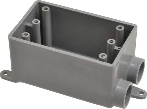 Thomas & Betts - 1 Gang, (2) 1/2" Knockouts, PVC Rectangle Junction Box - 115.3mm Overall Height x 98.4mm Overall Width x 61.5mm Overall Depth, Weather Resistant - Industrial Tool & Supply