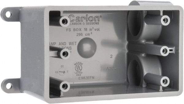 Thomas & Betts - 1 Gang, (2) 3/4" Knockouts, PVC Rectangle Junction Box - 115.3mm Overall Height x 98.4mm Overall Width x 61.5mm Overall Depth, Weather Resistant - Industrial Tool & Supply