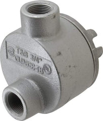 Thomas & Betts - (2) 3/4" Knockouts, Iron Round GUAB - 3-1/2" Overall Width x 2" Overall Depth - Industrial Tool & Supply