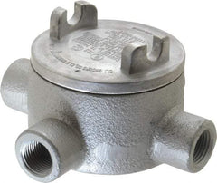 Thomas & Betts - (4) 1/2" Knockouts, Iron Round GUAX - 3-1/2" Overall Width x 2" Overall Depth - Industrial Tool & Supply