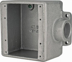 Thomas & Betts - 2 Gang, (1) 1" Knockout, Iron Rectangle Device Box - Zinc Plated - Industrial Tool & Supply