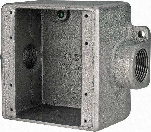 Thomas & Betts - 2 Gang, (2) 1" Knockouts, Iron Rectangle Device Box - Zinc Plated - Industrial Tool & Supply