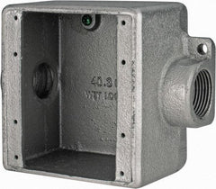 Thomas & Betts - 2 Gang, (2) 1" Knockouts, Iron Rectangle Device Box - Zinc Plated - Industrial Tool & Supply