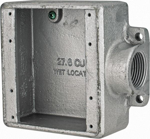 Thomas & Betts - 2 Gang, (1) 1" Knockout, Iron Rectangle Device Box - 2-3/4" Overall Width x 2" Overall Depth - Industrial Tool & Supply
