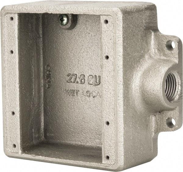 Thomas & Betts - 2 Gang, (1) 1/2" Knockout, Iron Rectangle Device Box - 2-3/4" Overall Width x 2" Overall Depth - Industrial Tool & Supply