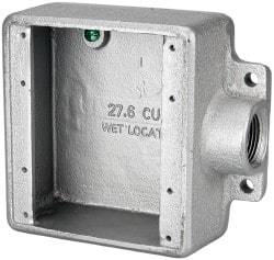 Thomas & Betts - 2 Gang, (1) 3/4" Knockout, Iron Rectangle Device Box - 2-3/4" Overall Width x 2" Overall Depth - Industrial Tool & Supply