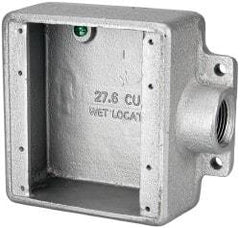 Thomas & Betts - 2 Gang, (1) 3/4" Knockout, Iron Rectangle Device Box - 2-3/4" Overall Width x 2" Overall Depth - Industrial Tool & Supply