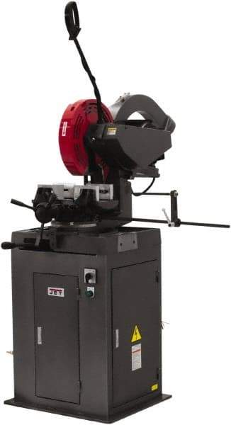 Jet - 2 Cutting Speeds, 350mm Blade Diam, Cold Saw - 1,750 & 3,500 RPM Blade Speed, Floor Machine, 3 Phase, Compatible with Non-Ferrous Material - Industrial Tool & Supply