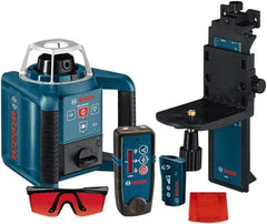 Bosch - 1,000' Measuring Range, 1/8" at 100' Accuracy, Self-Leveling Horizontal & Vertical Rotary Laser - ±5° Self Leveling Range, 1 Beam, 2-D Battery Included - Industrial Tool & Supply