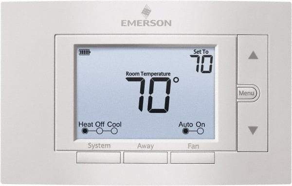 White-Rodgers - 50 to 99°F, 2 Heat, 2 Cool, Digital Nonprogrammable Thermostat - 20 to 30 Volts, 1.77" Inside Depth x 1.77" Inside Height x 5-1/4" Inside Width, Horizontal Mount - Industrial Tool & Supply
