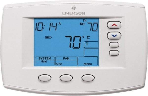 White-Rodgers - 45 to 99°F, 4 Heat, 2 Cool, Premium Residential Digital 7 Day Programmable Universal Multi-Stage or Heat Pump Thermostat - 0 to 30 Volts, Horizontal Mount, Electronic Contacts Switch - Industrial Tool & Supply