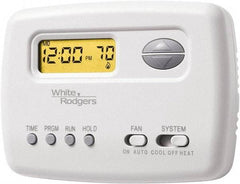 White-Rodgers - 45 to 90°F, 1 Heat, 1 Cool, Digital Programmable Thermostat - 20 to 30 Volts, Horizontal Mount, Manual Switch - Industrial Tool & Supply