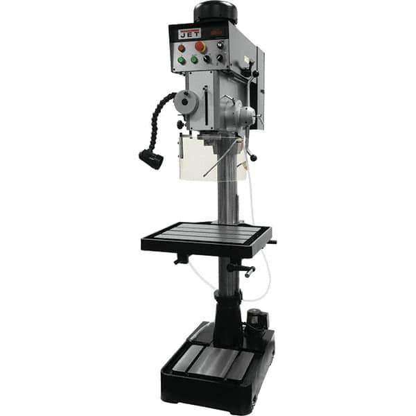 Jet - 10-7/16" Swing, Geared Head Drill & Tap Press - Variable Speed, 2 hp, Three Phase - Industrial Tool & Supply
