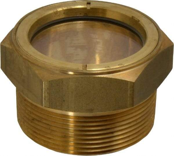 LDI Industries - 1-7/8" Sight Diam, 2" Thread, 1.69" OAL, Low Pressure Pipe Thread Lube Sight, Open View Sight Glass & Flow Sight - 2-1/2" Head, 2 Max psi, 2 to 11-1/2 Thread - Industrial Tool & Supply