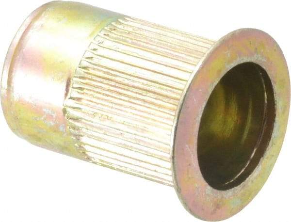 RivetKing - 3/8-16, 0.15 to 0.312" Grip, Steel Standard Rivet Nut - Zinc Yellow Dichromate Finish, Countersunk Head - Industrial Tool & Supply
