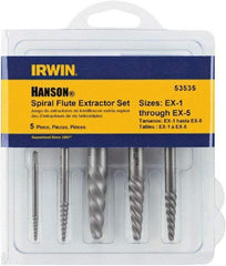 Irwin - Bolt Extractor Sets - MP #1,2,3,4,5 5PC SCREW EXTRACTOR SET - Industrial Tool & Supply