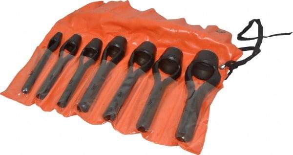 Value Collection - 7 Piece, 1/4 to 1", Arch Punch Set - Comes in Vinyl Roll - Industrial Tool & Supply