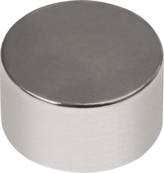 Mag-Mate - 3/4" Diam x 1/2" High Neodymium Rare Earth Magnet - 22 Lb Max Capacity, 180°F Max, Nickel Plated - Industrial Tool & Supply