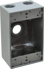 Thomas & Betts - 1 Gang, (5) 1/2" Knockouts, Aluminum Rectangle Outlet Box - 4-1/2" Overall Height x 2-1/2" Overall Width x 2" Overall Depth, Weather Resistant - Industrial Tool & Supply