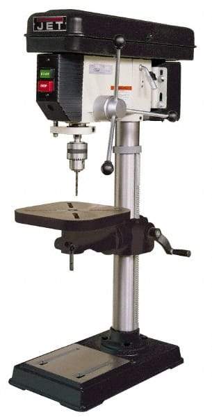 Jet - 15" Swing, Step Pulley Drill Press - 16 Speed, 3/4 hp, Single Phase - Industrial Tool & Supply