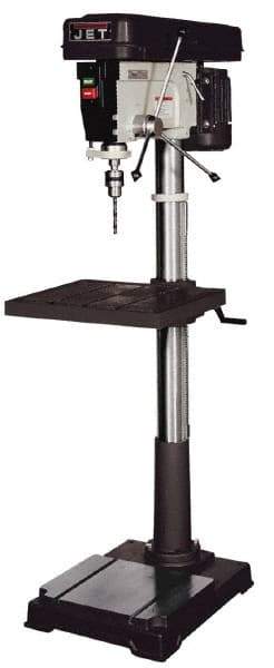 Jet - 20" Swing, Step Pulley Drill Press - 12 Speed, 1 hp, Single Phase - Industrial Tool & Supply