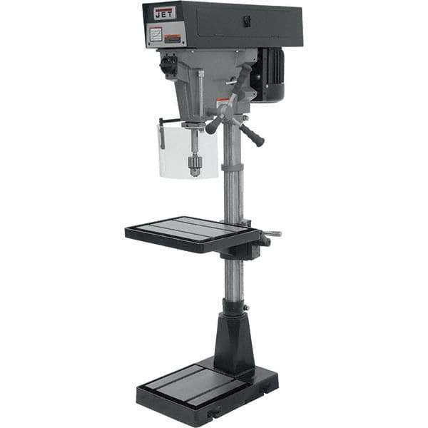 Jet - 15" Swing, Step Pulley Drill Press - 6 Speed, 1 hp, Single Phase - Industrial Tool & Supply