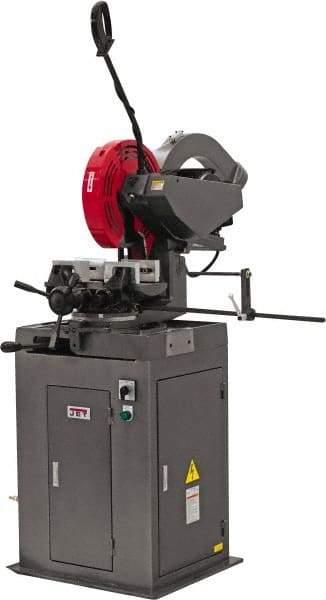 Jet - 2 Cutting Speeds, 14" Blade Diam, Cold Saw - 1,750 & 3,500 RPM Blade Speed, Floor Machine, 3 Phase, Compatible with Non-Ferrous Material - Industrial Tool & Supply