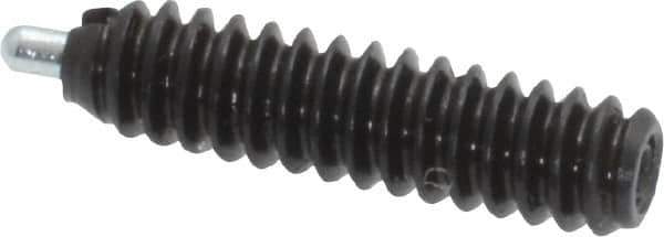 Vlier - 6-32, 17/32" Thread Length, 1/16" Plunger Projection, Steel Threaded Spring Plunger - 0.044 - 0.045" Max Plunger Diam, 17/32" Plunger Length, 0.5 Lb Init End Force, 1.5 Lb Final End Force - Industrial Tool & Supply