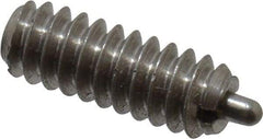 Vlier - 6-32, 3/8" Thread Length, 1/16" Plunger Projection, Stainless Steel Threaded Spring Plunger - 0.044 - 0.045" Max Plunger Diam, 3/8" Plunger Length, 1 Lb Init End Force, 1.6 Lb Final End Force - Industrial Tool & Supply