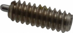 Vlier - 6-32, 3/8" Thread Length, 1/16" Plunger Projection, Stainless Steel Threaded Spring Plunger - 0.044 - 0.045" Max Plunger Diam, 3/8" Plunger Length, 1 Lb Init End Force, 1.6 Lb Final End Force - Industrial Tool & Supply