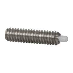 Vlier - 8-32, 5/8" Thread Length, 3/32" Plunger Projection, Stainless Steel Threaded Spring Plunger - 0.068 - 0.07" Max Plunger Diam, 5/8" Plunger Length, 2.7 Lb Init End Force, 7.3 Lb Final End Force - Industrial Tool & Supply