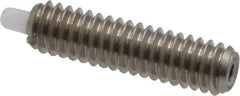 Vlier - 8-32, 5/8" Thread Length, 3/32" Plunger Projection, Stainless Steel Threaded Spring Plunger - 0.068 - 0.07" Max Plunger Diam, 5/8" Plunger Length, 0.7 Lb Init End Force, 2.3 Lb Final End Force - Industrial Tool & Supply