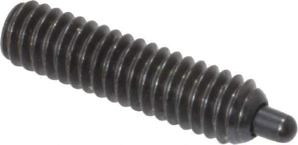 Vlier - 8-32, 5/8" Thread Length, 3/32" Plunger Projection, Steel Threaded Spring Plunger - 0.069 - 0.07" Max Plunger Diam, 5/8" Plunger Length, 2.7 Lb Init End Force, 7.3 Lb Final End Force, 0.063" Hex - Industrial Tool & Supply