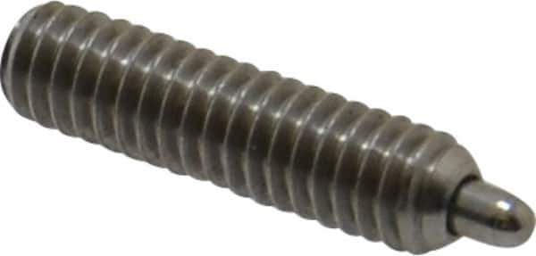 Vlier - 8-32, 5/8" Thread Length, 3/32" Plunger Projection, Stainless Steel Threaded Spring Plunger - 0.069 - 0.07" Max Plunger Diam, 5/8" Plunger Length, 2.7 Lb Init End Force, 7.3 Lb Final End Force, 0.063" Hex - Industrial Tool & Supply