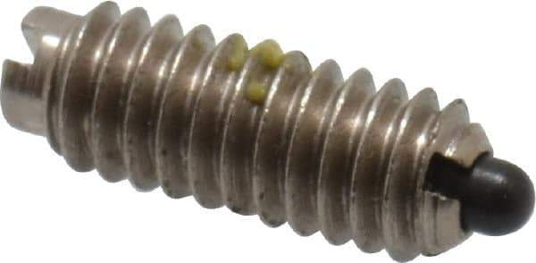Vlier - 8-32, 7/16" Thread Length, 0.052" Plunger Projection, Steel Threaded Spring Plunger - 0.07" Max Plunger Diam, 0.437" Plunger Length, 1.5 Lb Init End Force, 4.75 Lb Final End Force - Industrial Tool & Supply