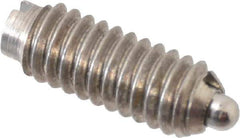 Vlier - 8-32, 7/16" Thread Length, 0.052" Plunger Projection, Stainless Steel Threaded Spring Plunger - 0.07" Max Plunger Diam, 0.437" Plunger Length, 1.5 Lb Init End Force, 4.75 Lb Final End Force - Industrial Tool & Supply