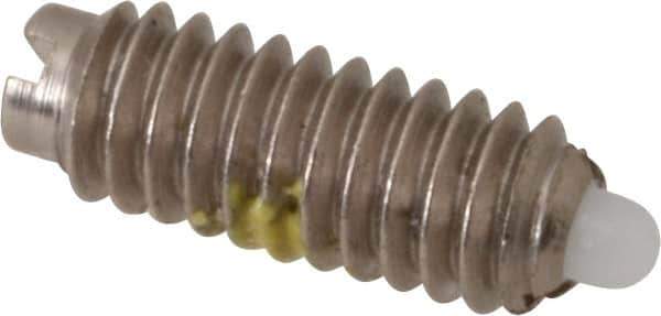 Vlier - 8-32, 7/16" Thread Length, 0.052" Plunger Projection, Steel Threaded Spring Plunger - 0.07" Max Plunger Diam, 0.437" Plunger Length, 0.5 Lb Init End Force, 1.5 Lb Final End Force - Industrial Tool & Supply