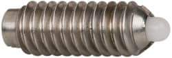 Vlier - 8-32, 7/16" Thread Length, 0.052" Plunger Projection, Stainless Steel Threaded Spring Plunger - 0.07" Max Plunger Diam, 0.437" Plunger Length, 1.5 Lb Init End Force, 4.75 Lb Final End Force - Industrial Tool & Supply