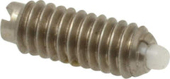 Vlier - 8-32, 7/16" Thread Length, 0.052" Plunger Projection, Stainless Steel Threaded Spring Plunger - 0.07" Max Plunger Diam, 0.437" Plunger Length, 0.5 Lb Init End Force, 1.5 Lb Final End Force - Industrial Tool & Supply