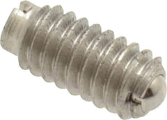 Vlier - 8-32, 0.094" Ball Diam, 0.344" Body Length, 0.025" Max Ball Reach, Threaded Ball Plunger - Stainless Steel Body, Stainless Steel Ball, 0.5 Lb Initial End Force, 1.25 Lb Final End Force - Industrial Tool & Supply