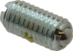Vlier - M8x1.25, 5mm Ball Diam, 16mm Body Length, 1.5mm Max Ball Reach, Threaded Ball Plunger - Steel Body, Steel Ball, 1.12 Lb Initial End Force, 2.25 Lb Final End Force, Locking Element - Industrial Tool & Supply