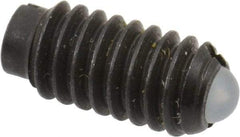 Vlier - 8-32, 0.094" Ball Diam, 0.344" Body Length, 0.025" Max Ball Reach, Threaded Ball Plunger - Steel Body, Nylon Ball, 0.5 Lb Initial End Force, 1.25 Lb Final End Force, Locking Element - Industrial Tool & Supply