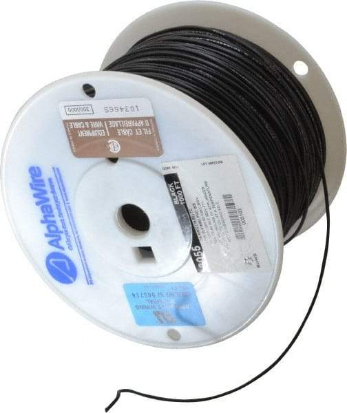 Alpha Wire - 18 AWG, 16 Strand, 305 m OAL, Tinned Copper Hook Up Wire - Black PVC Jacket, 0.079" Diam - Industrial Tool & Supply
