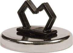 Mag-Mate - 14 Lb Max Pull Force, 3/16" Overall Height, 1.24" Diam, Ceramic Cup Magnet - Loop Style, 1" Clamp Opening, Chrome Plated - Industrial Tool & Supply