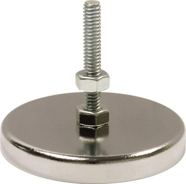 Mag-Mate - 90 Lb Max Pull Force, 3/8" Overall Height, 2.88" Diam, Ceramic Cup Magnet - Bolt & Nut Style, Chrome Plated - Industrial Tool & Supply