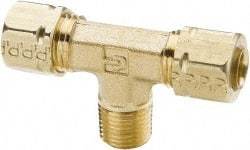 Parker - 3/16" OD, Brass Male Branch Tee - 1,900 Max Working psi, -65 to 250°F, Comp x Comp x MNPT Ends - Industrial Tool & Supply