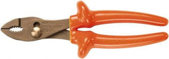 Ampco - 8-3/16" OAL, Insulated Adjustable Combination Pliers - Grooved Jaw, 1000 Volt Insulated Handles - Industrial Tool & Supply