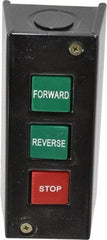 Value Collection - 3 Operator, Pushbutton Control Station - Forward-Reverse-Stop (Legend), Momentary Switch, NO/NC Contact, NEMA 1 - Industrial Tool & Supply