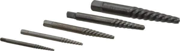 Cleveland - 5 Piece Spiral Flute Screw Extractor Set - Screw Range 3/16 to 3/4" - Industrial Tool & Supply